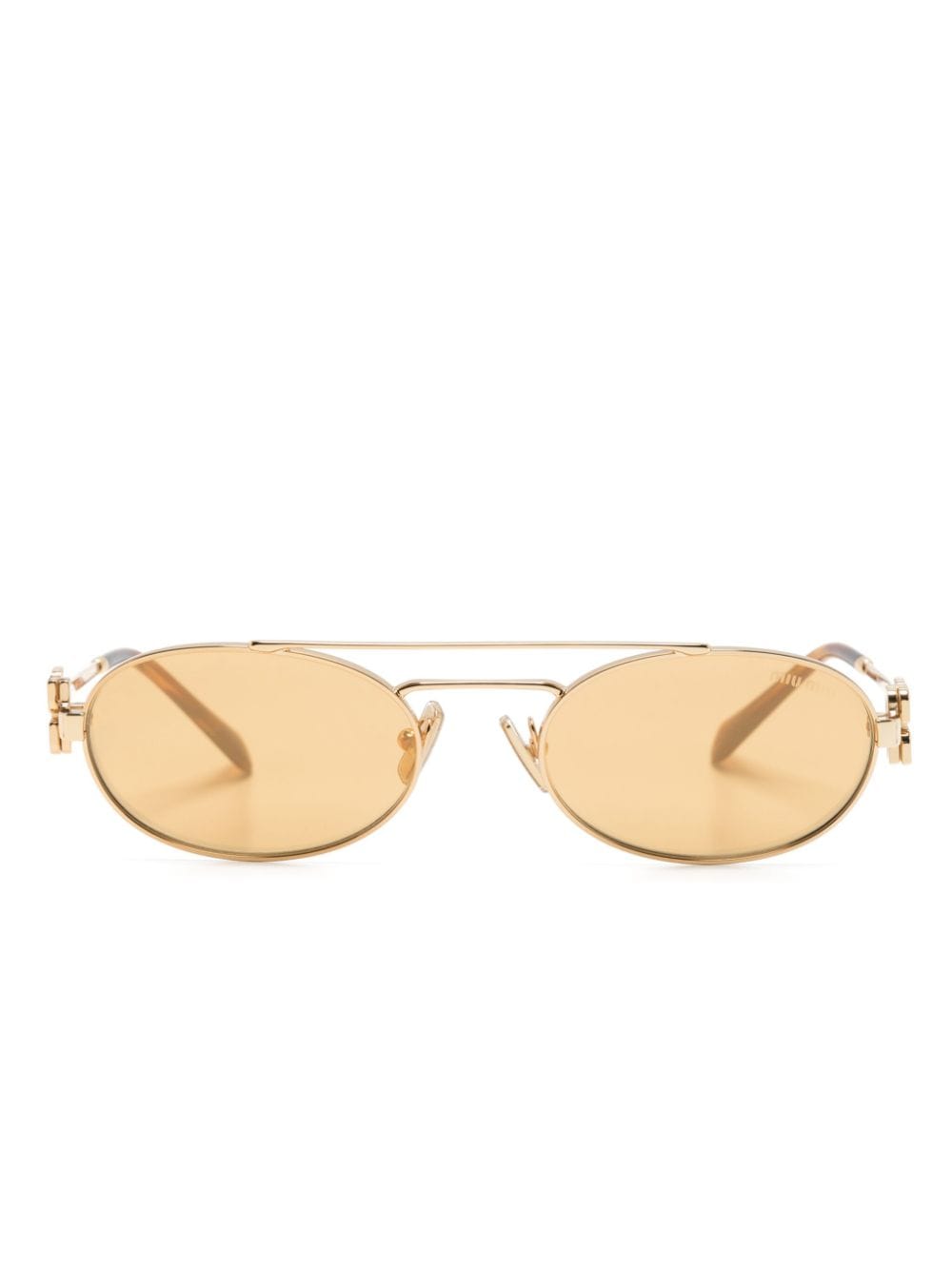 Miu Miu Eyewear logo-plaque oval-frame sunglasses - Gold von Miu Miu Eyewear