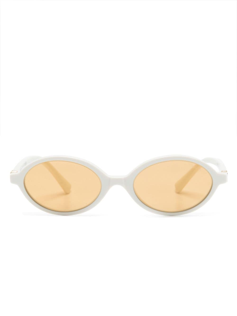 Miu Miu Eyewear logo-plaque oval-frame sunglasses - White von Miu Miu Eyewear