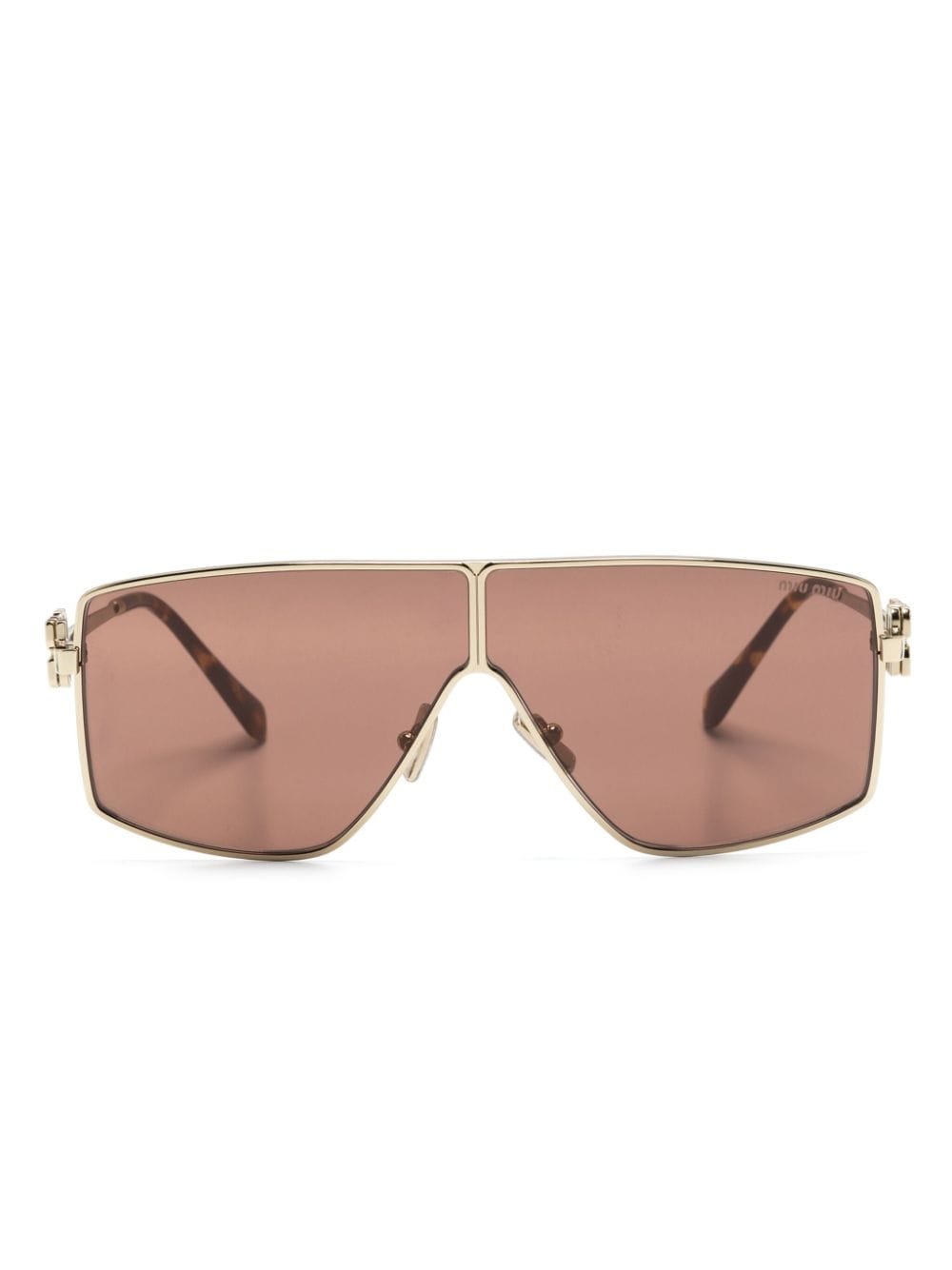 Miu Miu Eyewear logo-plaque pilot-frame sunglasses - Gold von Miu Miu Eyewear