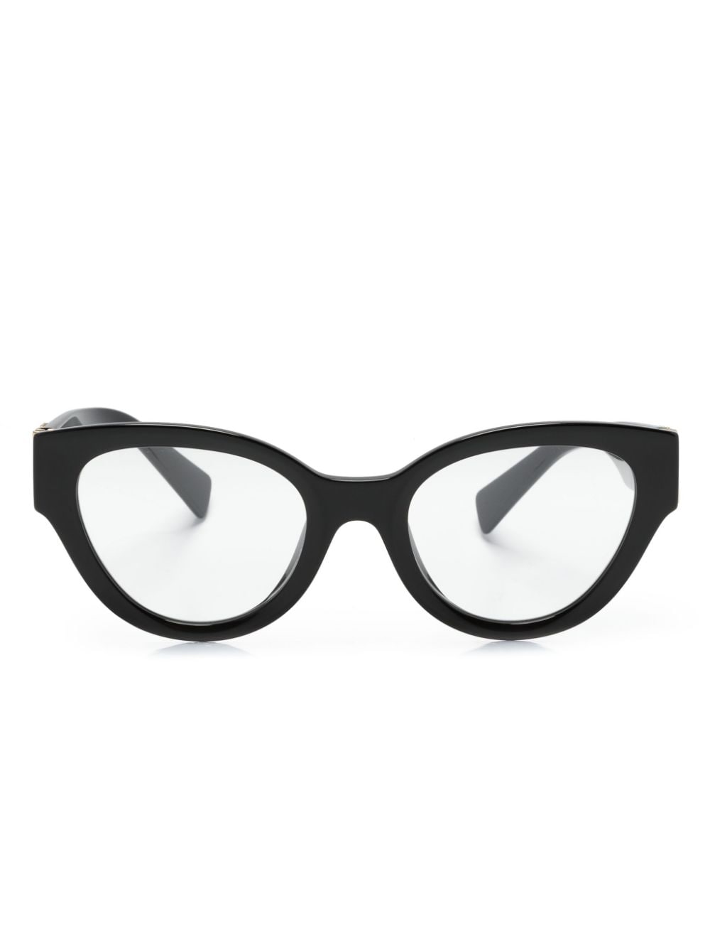 Miu Miu Eyewear logo-plaque round-frame glasses - Black von Miu Miu Eyewear