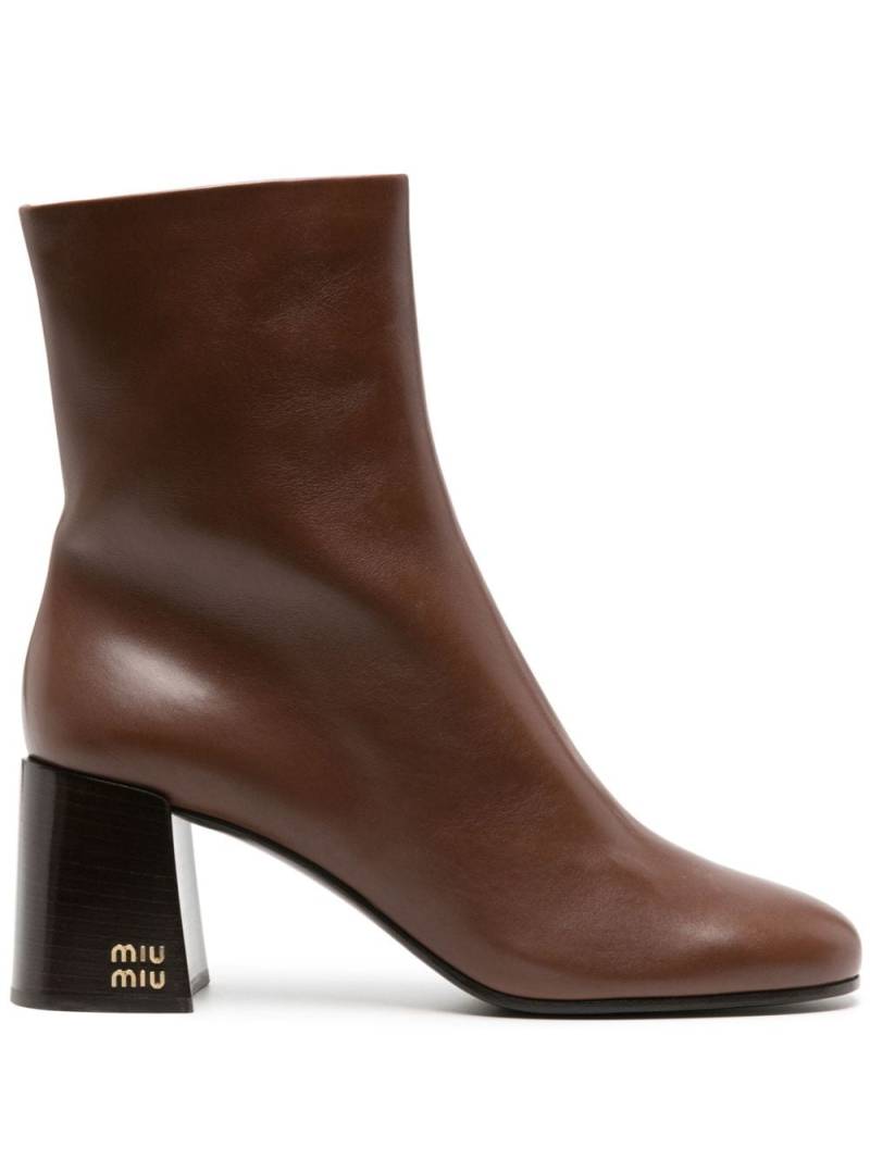 Miu Miu 65mm leather ankle boots - Brown von Miu Miu