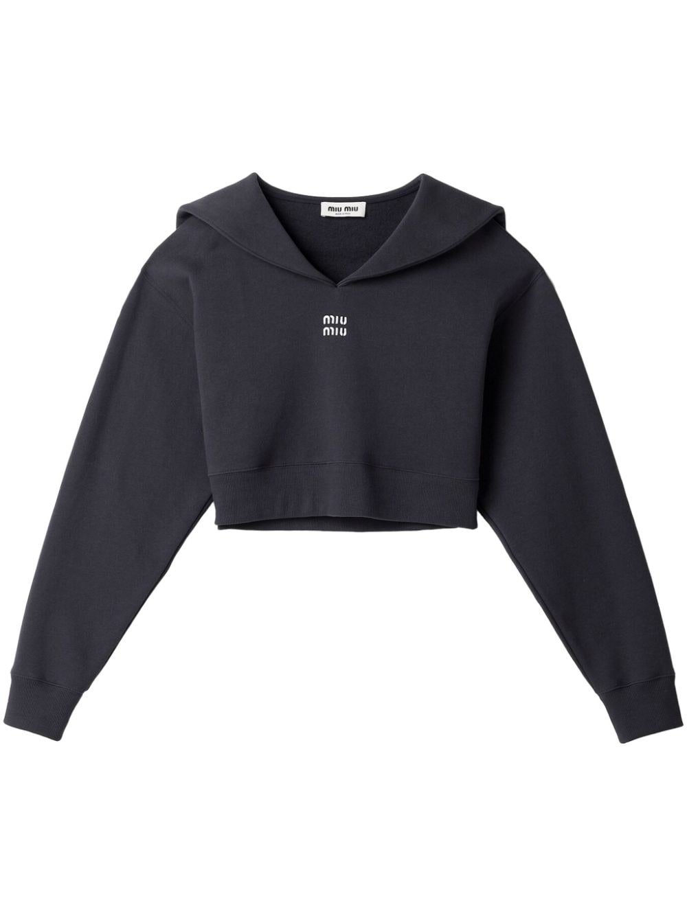 Miu Miu Cotton fleece sweatshirt with embroidered logo - Blue von Miu Miu