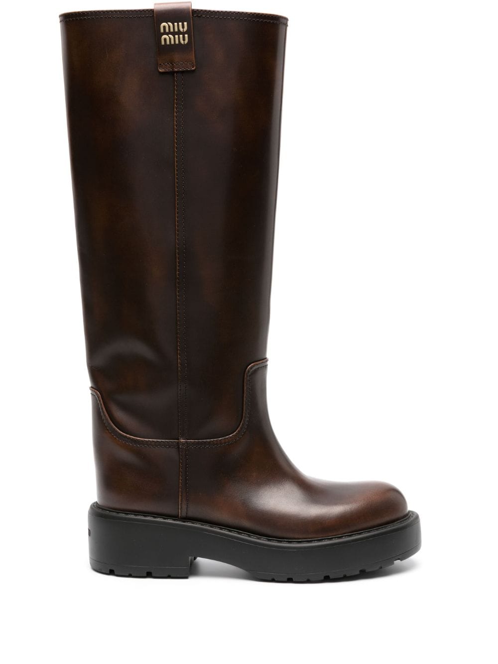 Miu Miu Fumé knee-high leather boots - Brown von Miu Miu