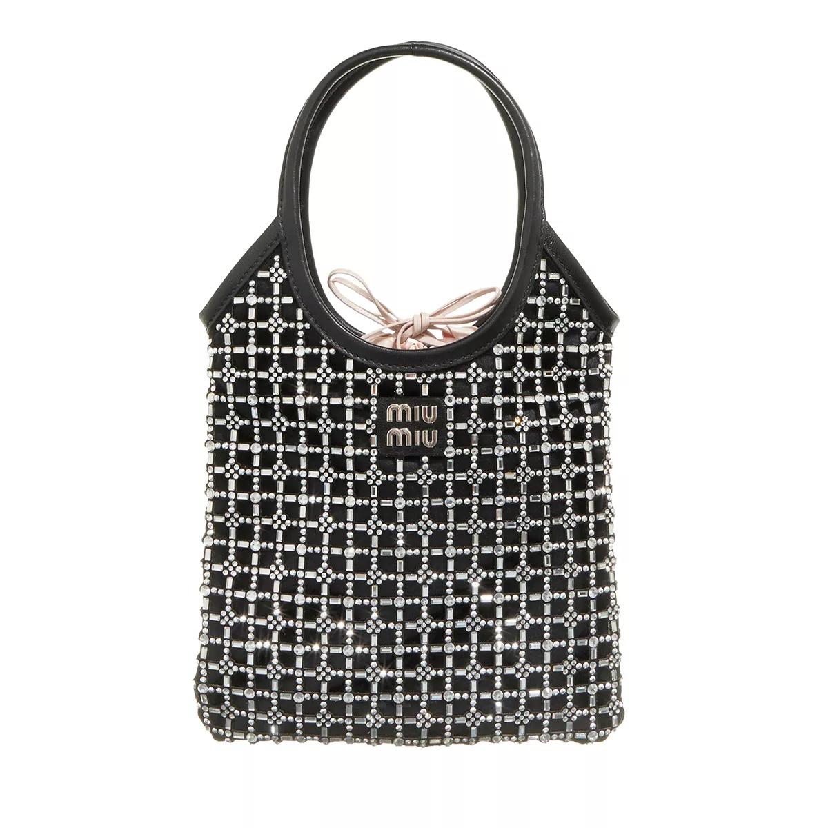 Miu Miu Henkeltasche - Crystal Embellished Satin Tote Bag - Gr. unisize - in Schwarz - für Damen von Miu Miu