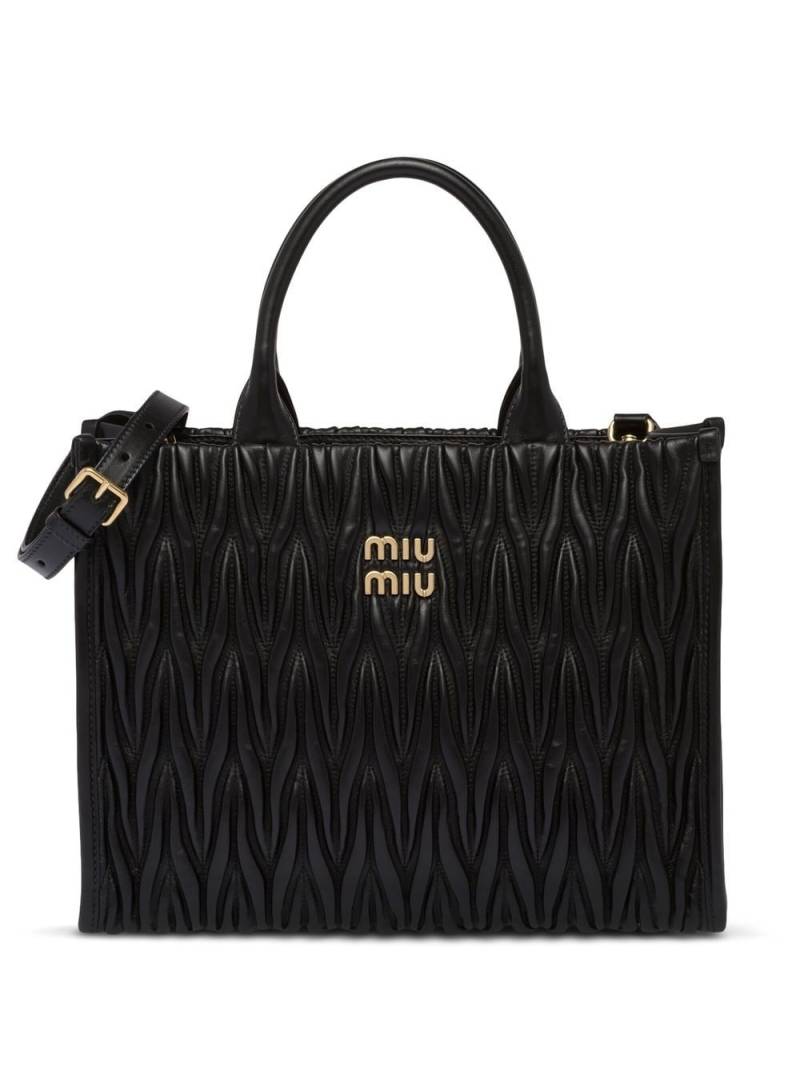 Miu Miu Matelassé leather tote - Black von Miu Miu