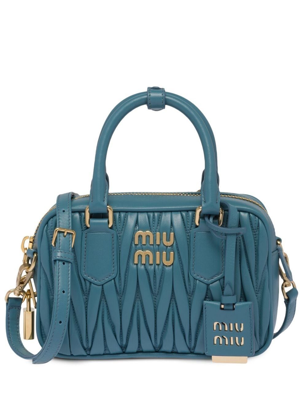 Miu Miu Matelassé leather mini bag - Blue von Miu Miu