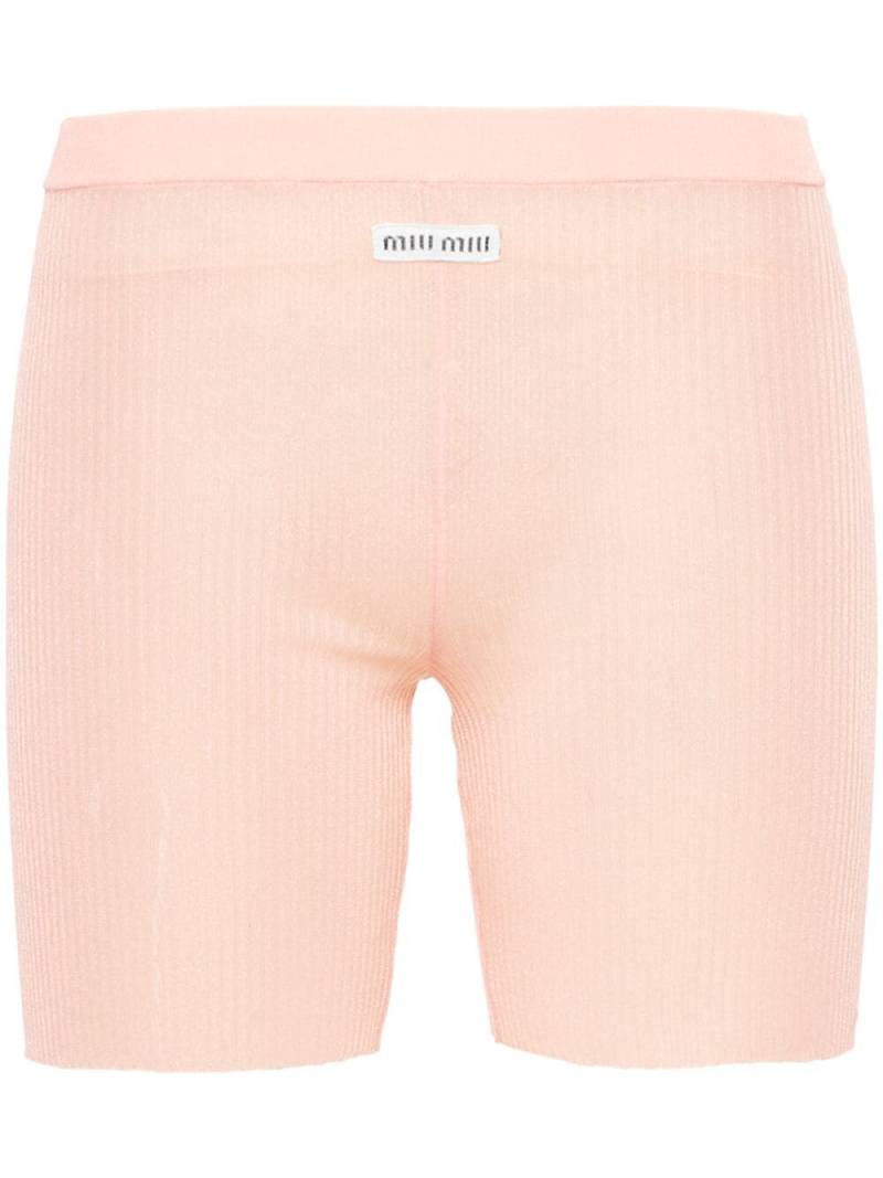 Miu Miu logo-patch shorts - Pink von Miu Miu