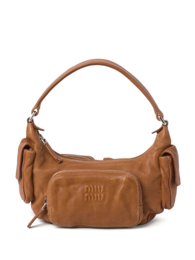 Miu Miu Pocket leather shoulder bag - Brown von Miu Miu