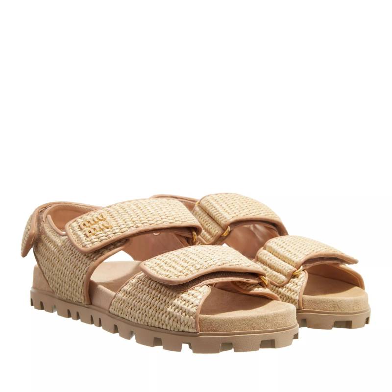 Miu Miu Sandalen - Sporty Woven Fabric With Raffia Look Sandals - Gr. 36 (EU) - in Beige - für Damen von Miu Miu