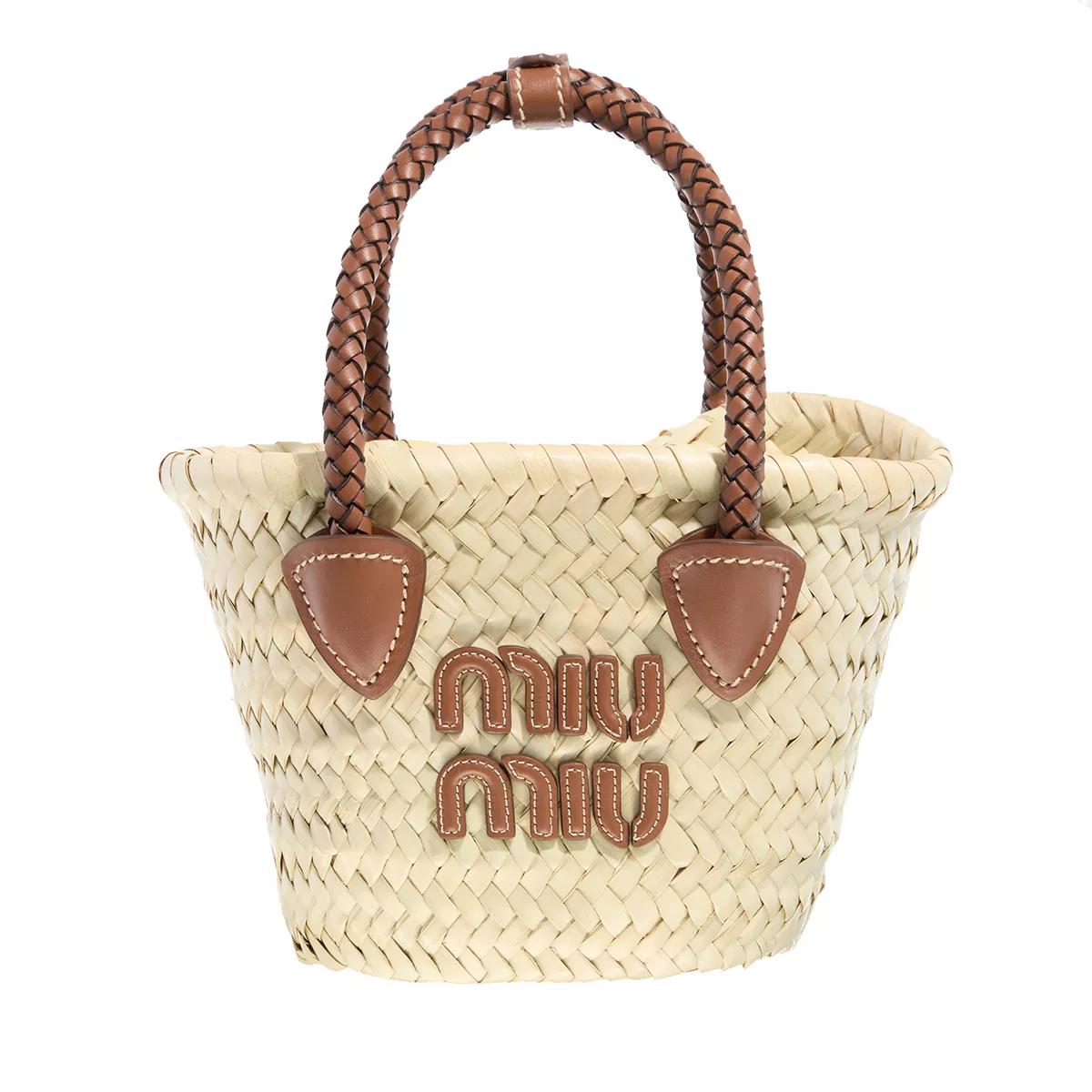 Miu Miu Umhängetasche - Raffia Tote Shoulder Bag Women - Gr. unisize - in Beige - für Damen von Miu Miu