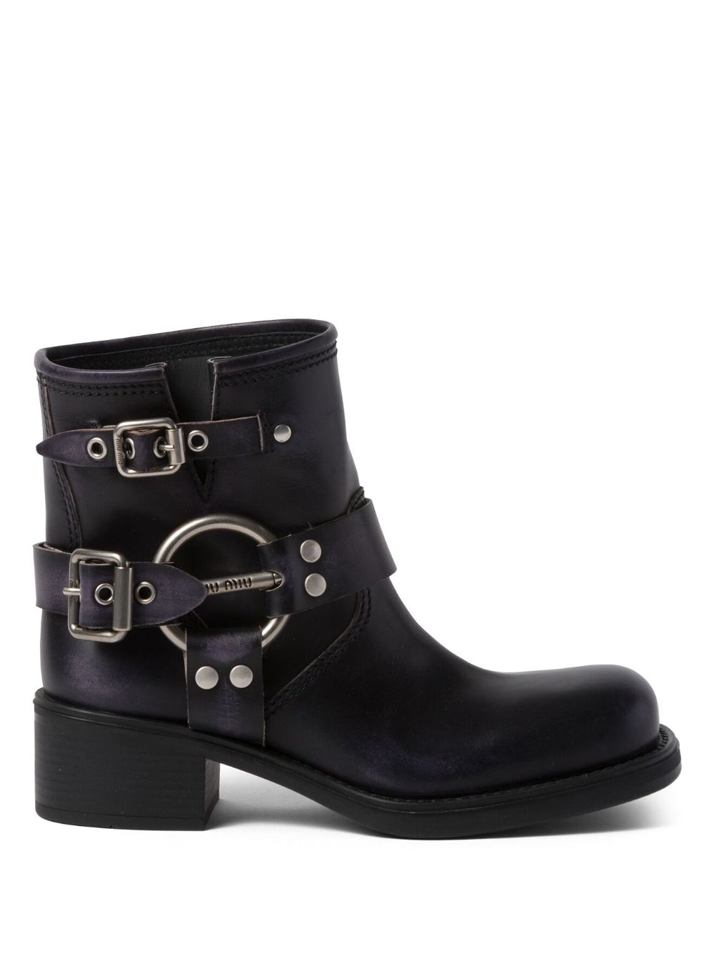 Miu Miu Vintage-Look leather ankle boots - Black von Miu Miu