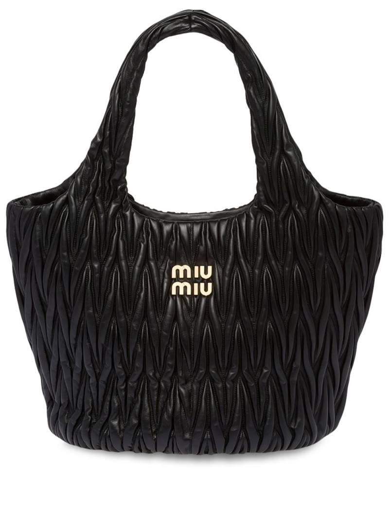 Miu Miu Wander matelassé tote bag - Black von Miu Miu