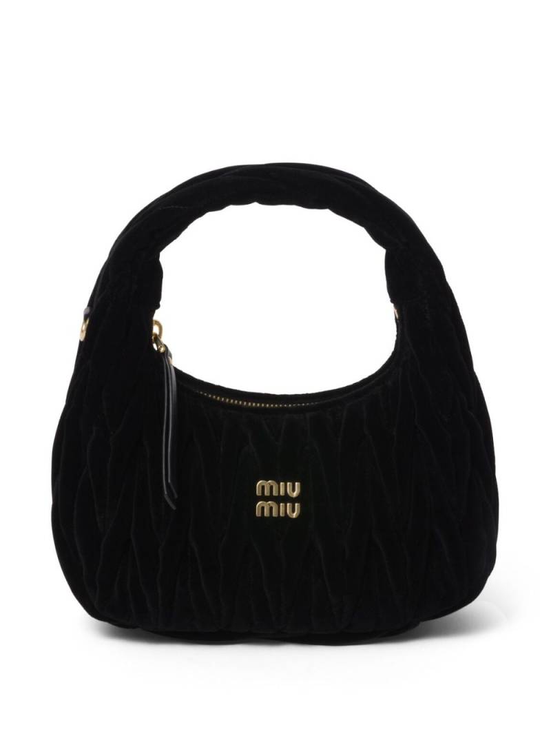 Miu Miu Wander matelassé velvet shoulder bag - Black von Miu Miu
