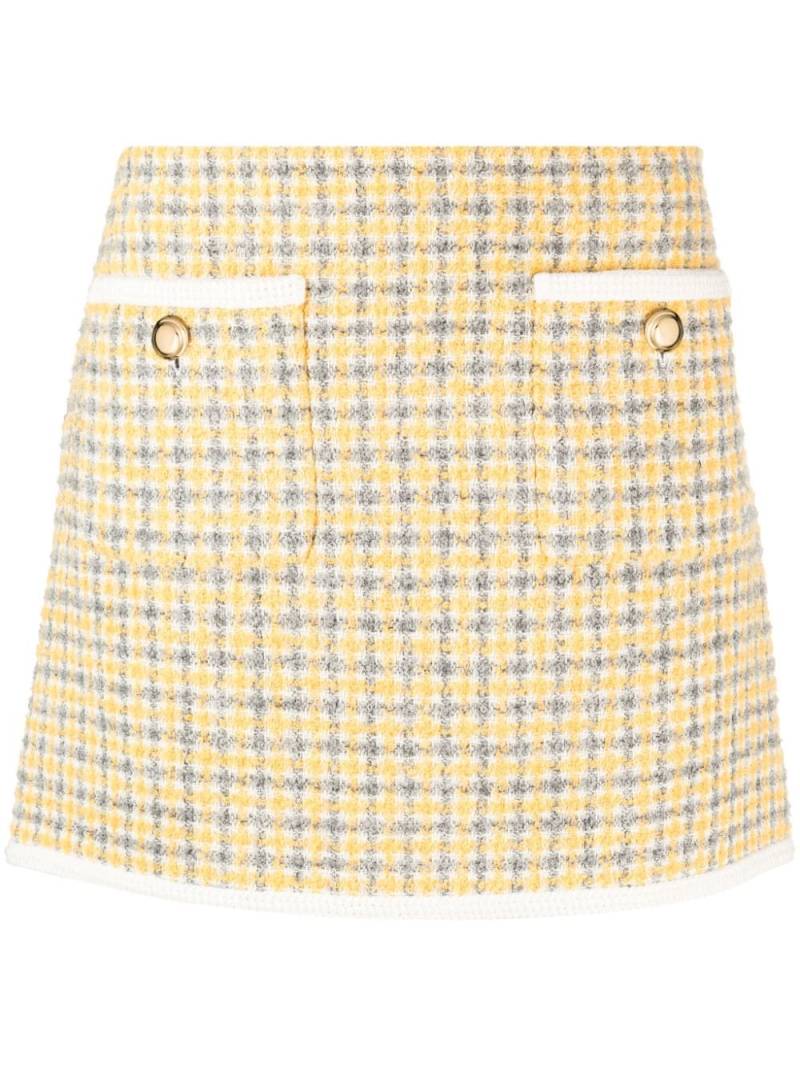 Miu Miu bouclé check-pattern miniskirt - Yellow von Miu Miu