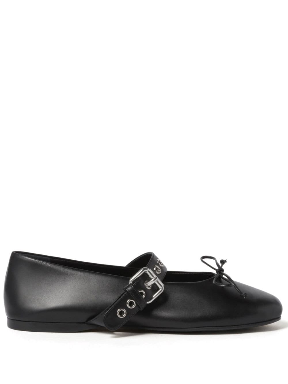 Miu Miu buckled leather ballerina shoes - Black von Miu Miu