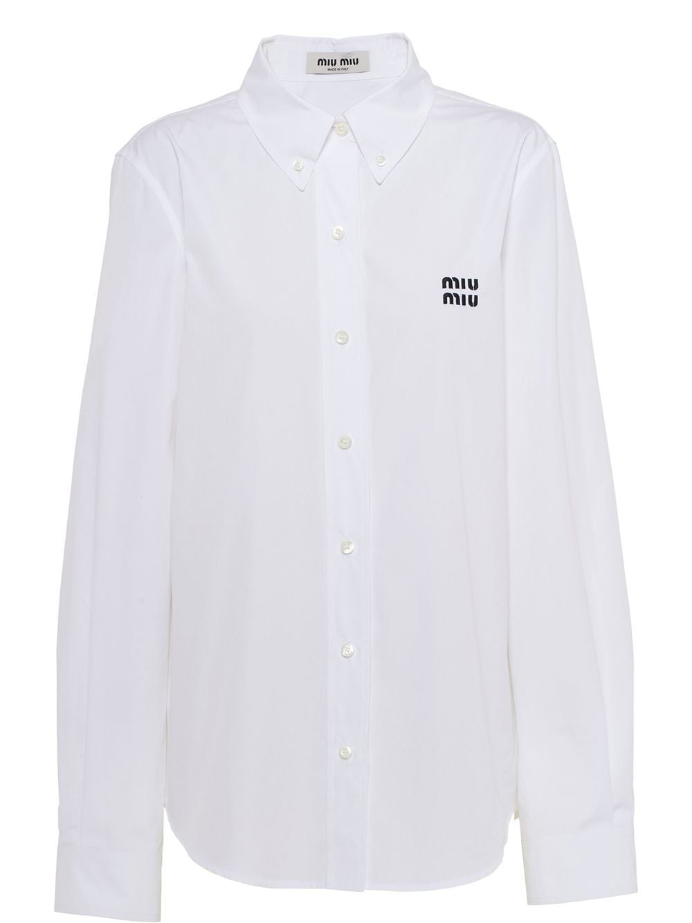 Miu Miu button-down embroidered-logo poplin shirt - White von Miu Miu