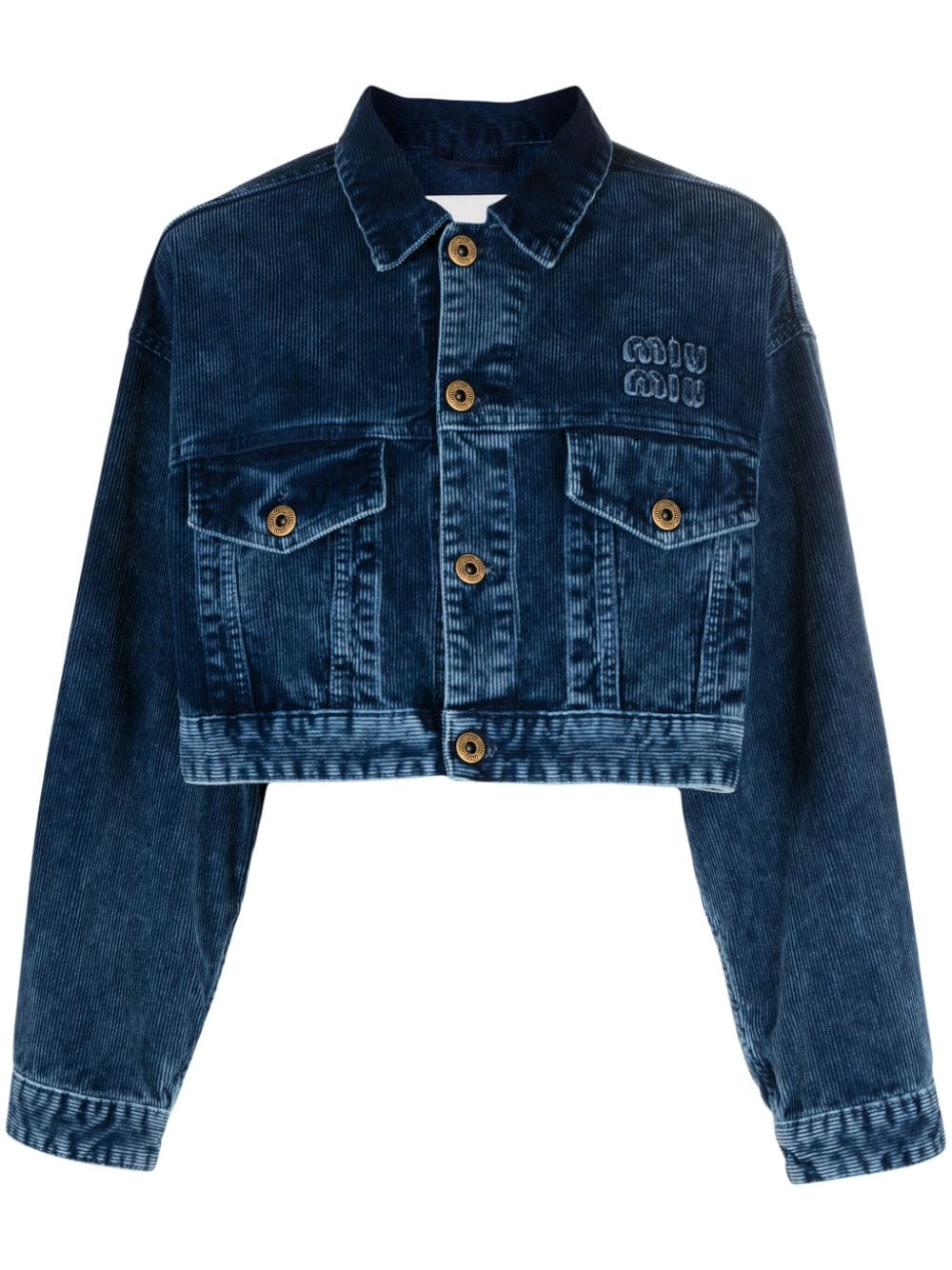 Miu Miu buttoned corduroy cropped jacket - Blue von Miu Miu