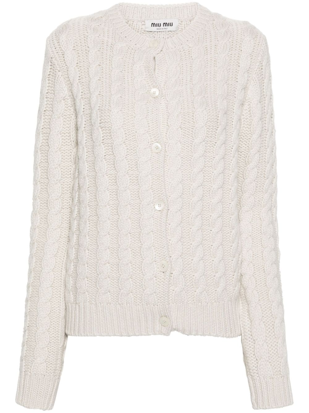 Miu Miu cable-knit cashmere cardigan - Neutrals von Miu Miu