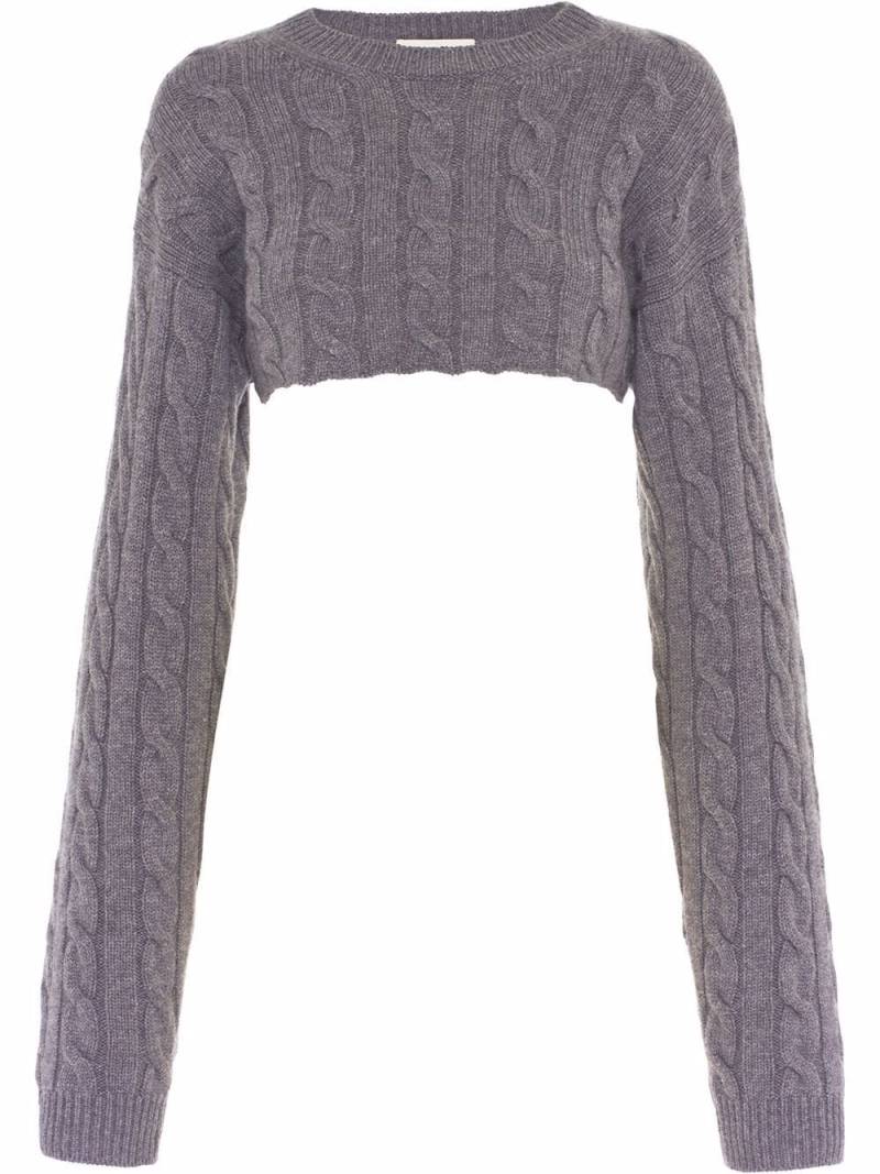 Miu Miu cable knit cropped cashmere jumper - Grey von Miu Miu