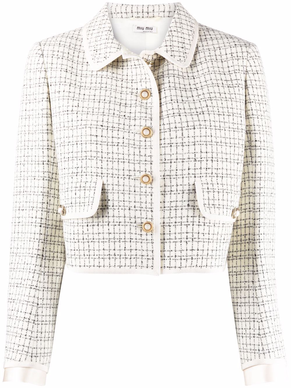 Miu Miu check cropped jacket - Neutrals von Miu Miu