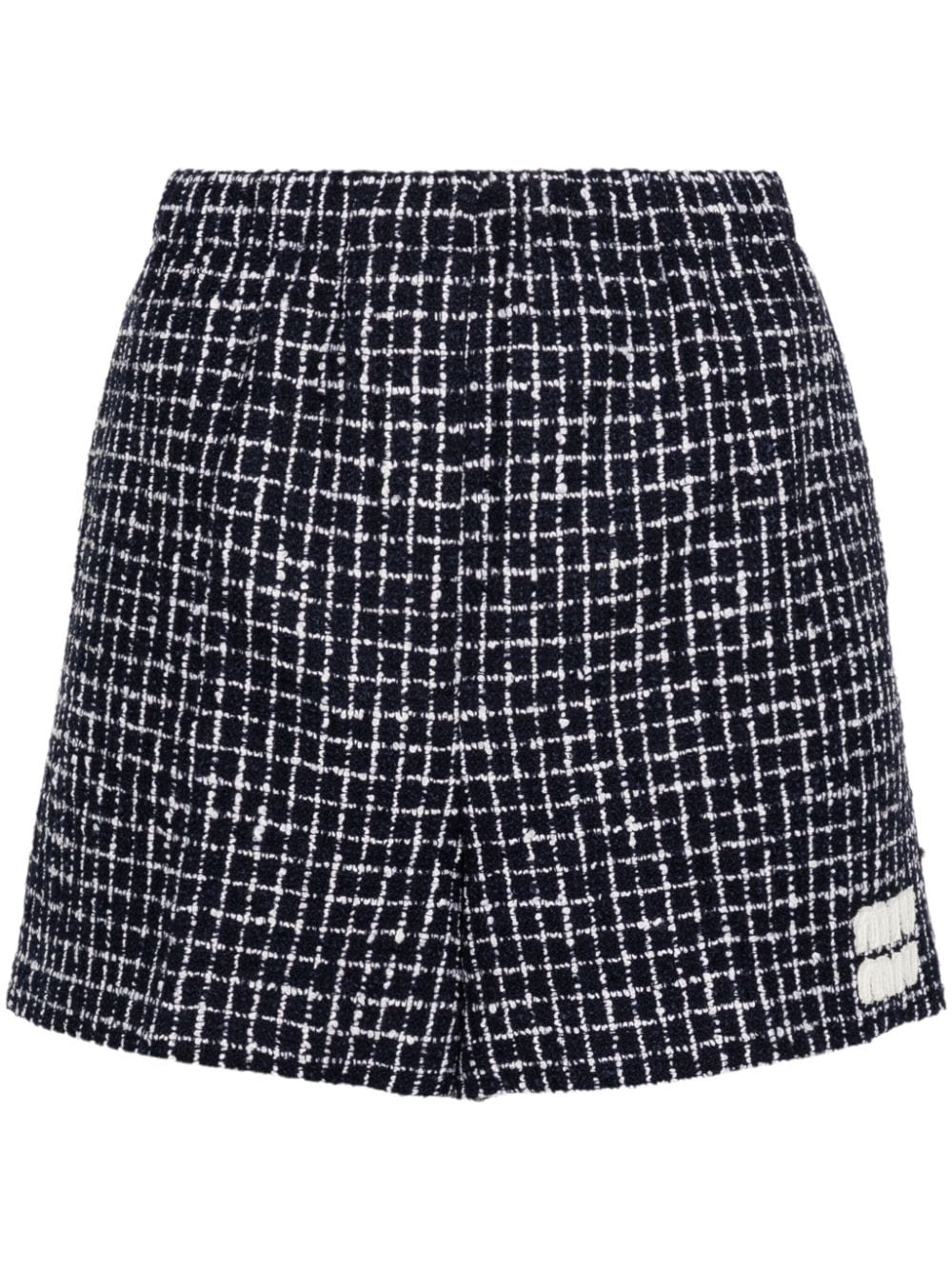 Miu Miu check-pattern bouclé shorts - Blue von Miu Miu