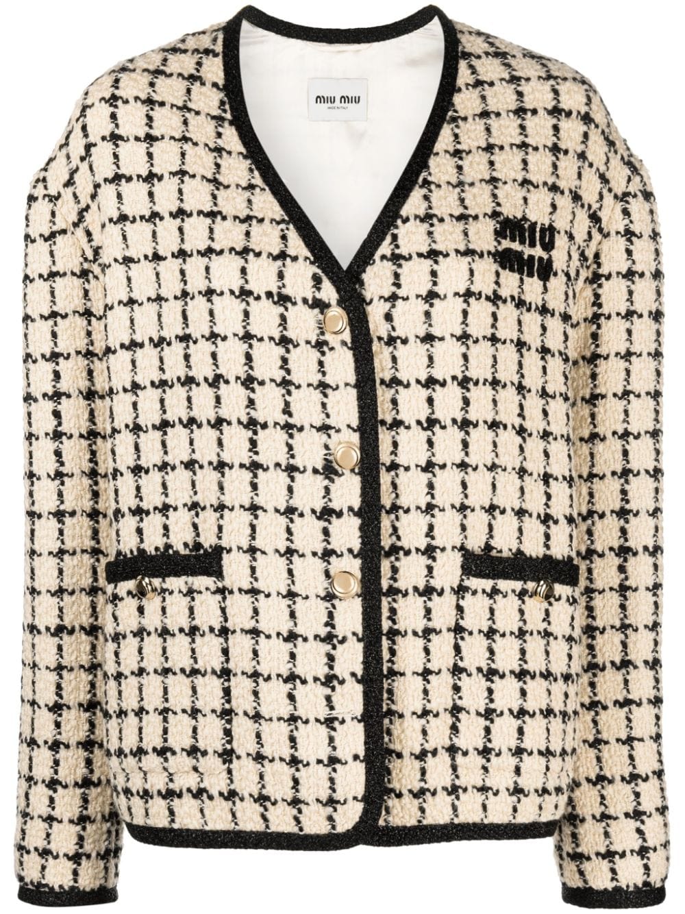Miu Miu check-pattern tweed jacket - Neutrals von Miu Miu
