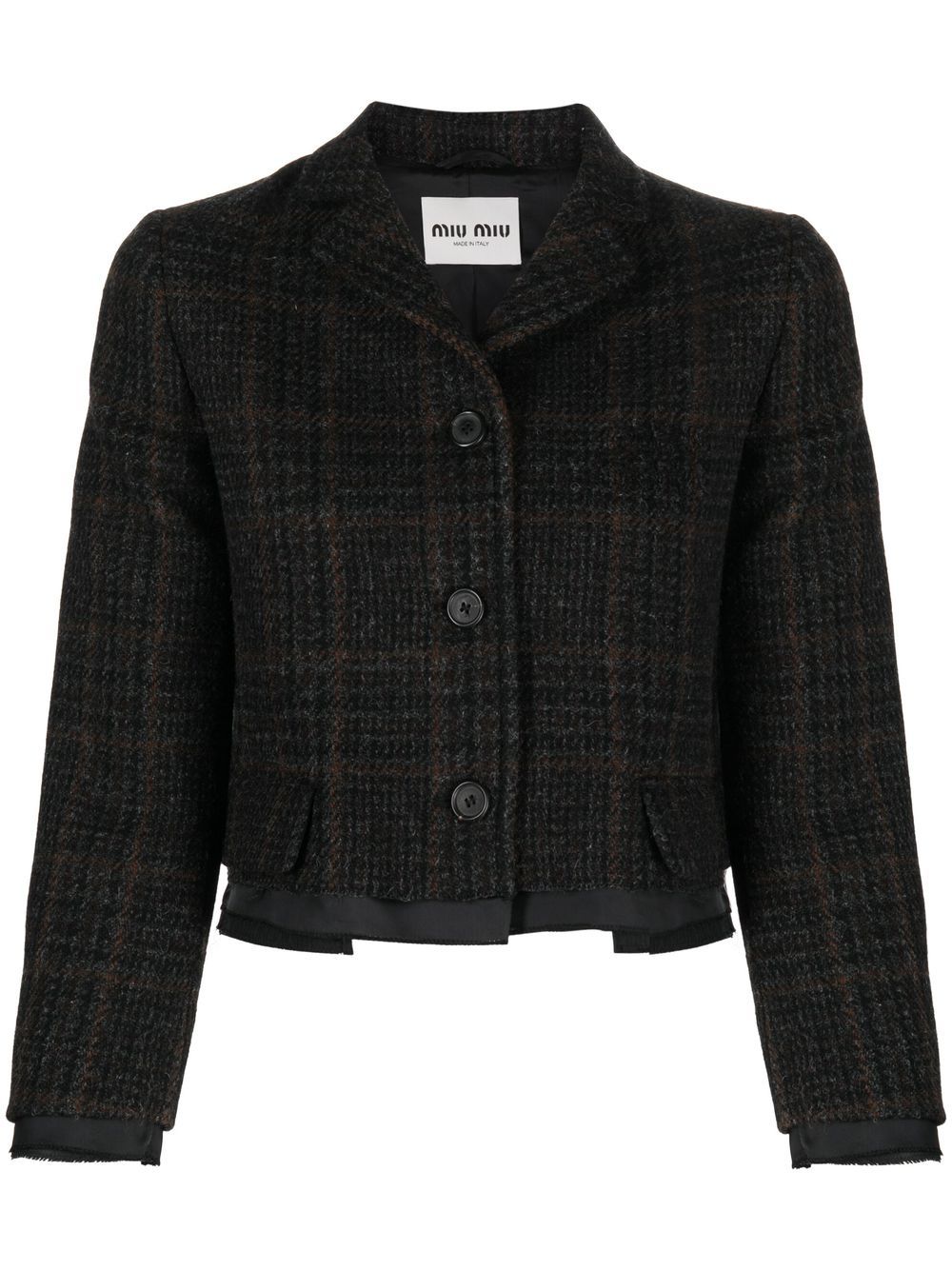 Miu Miu check-pattern virgin wool jacket - Brown von Miu Miu