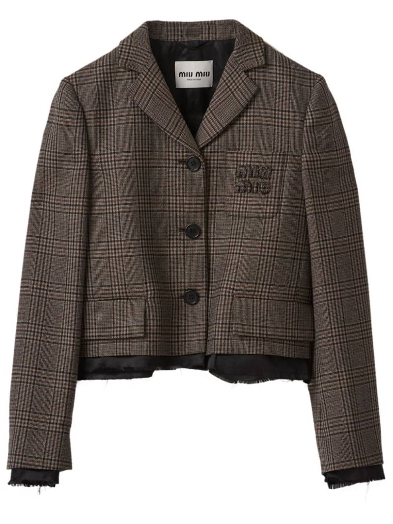 Miu Miu check-pattern wool jacket - Brown von Miu Miu