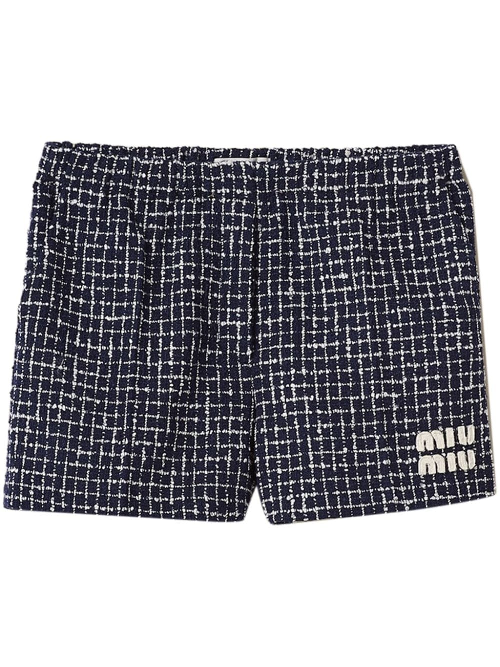 Miu Miu checked tweed mini shorts - Blue von Miu Miu