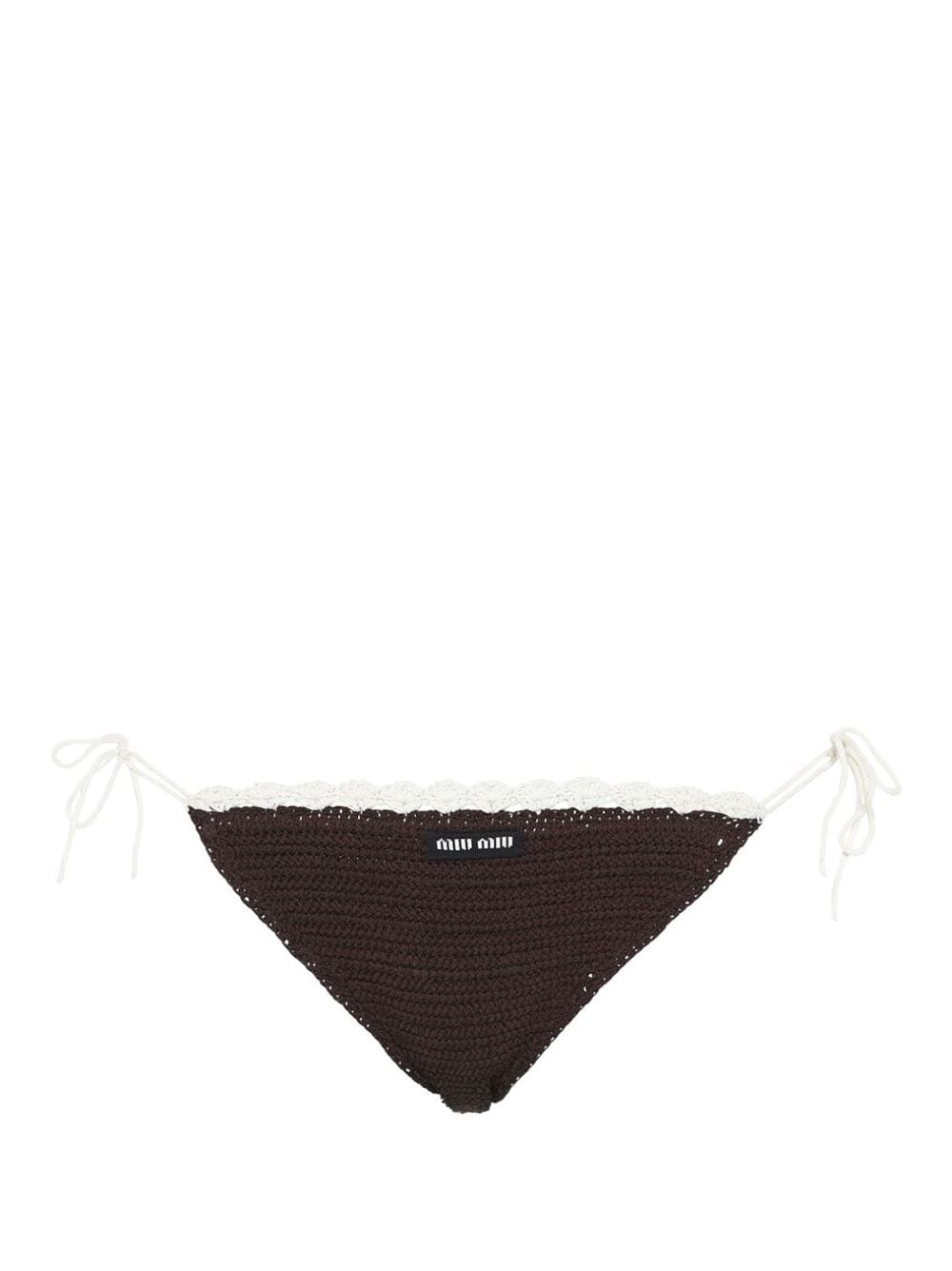 Miu Miu crochet-knit embroidered-logo bikini bottoms - Black von Miu Miu