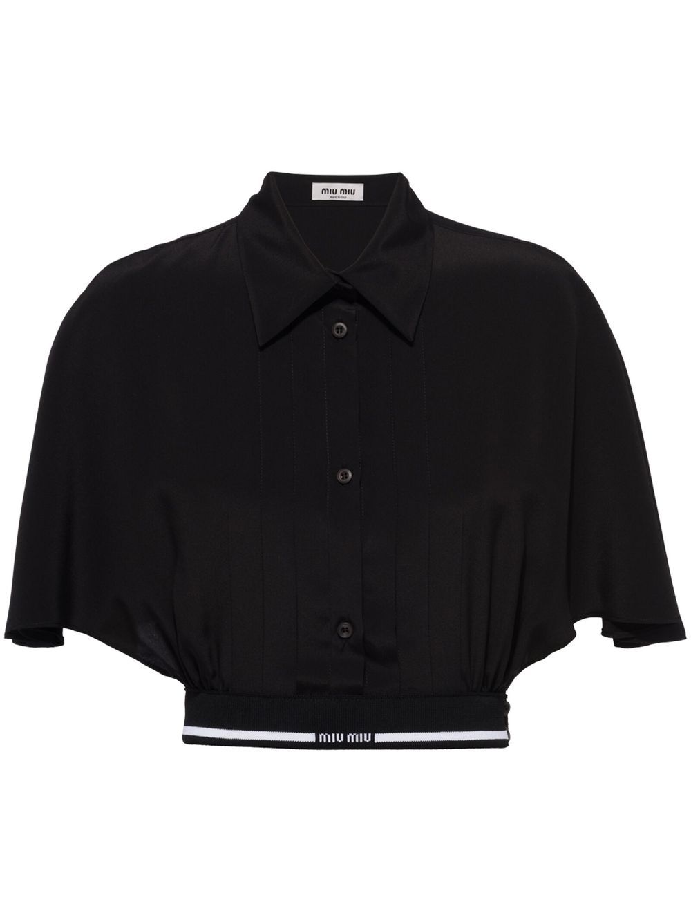 Miu Miu cropped crepe de chine shirt - Black von Miu Miu