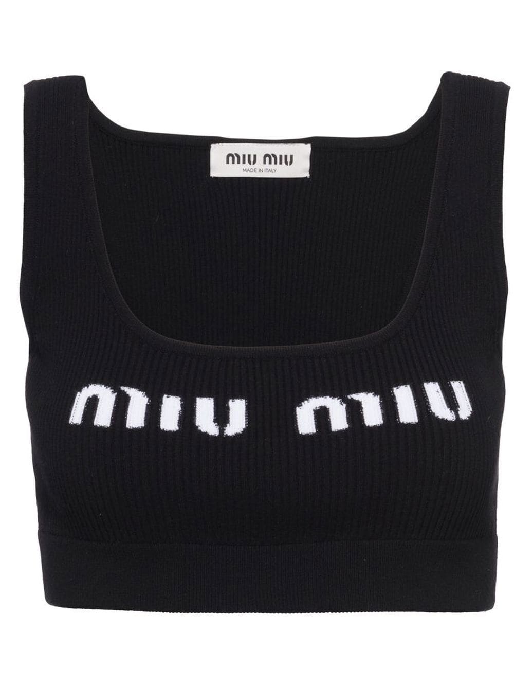 Miu Miu cropped logo-knit tank top - Black von Miu Miu