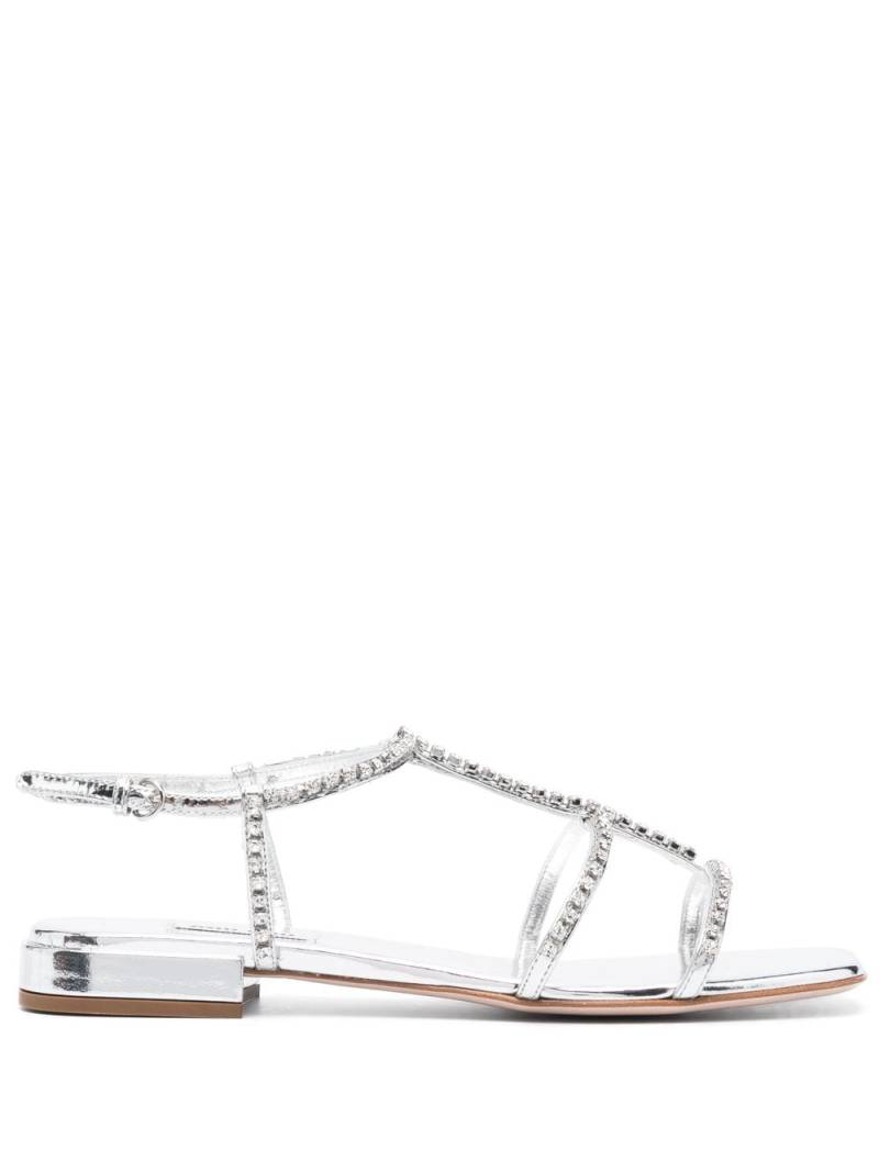 Miu Miu crystal-embellished caged leather sandals - Grey von Miu Miu