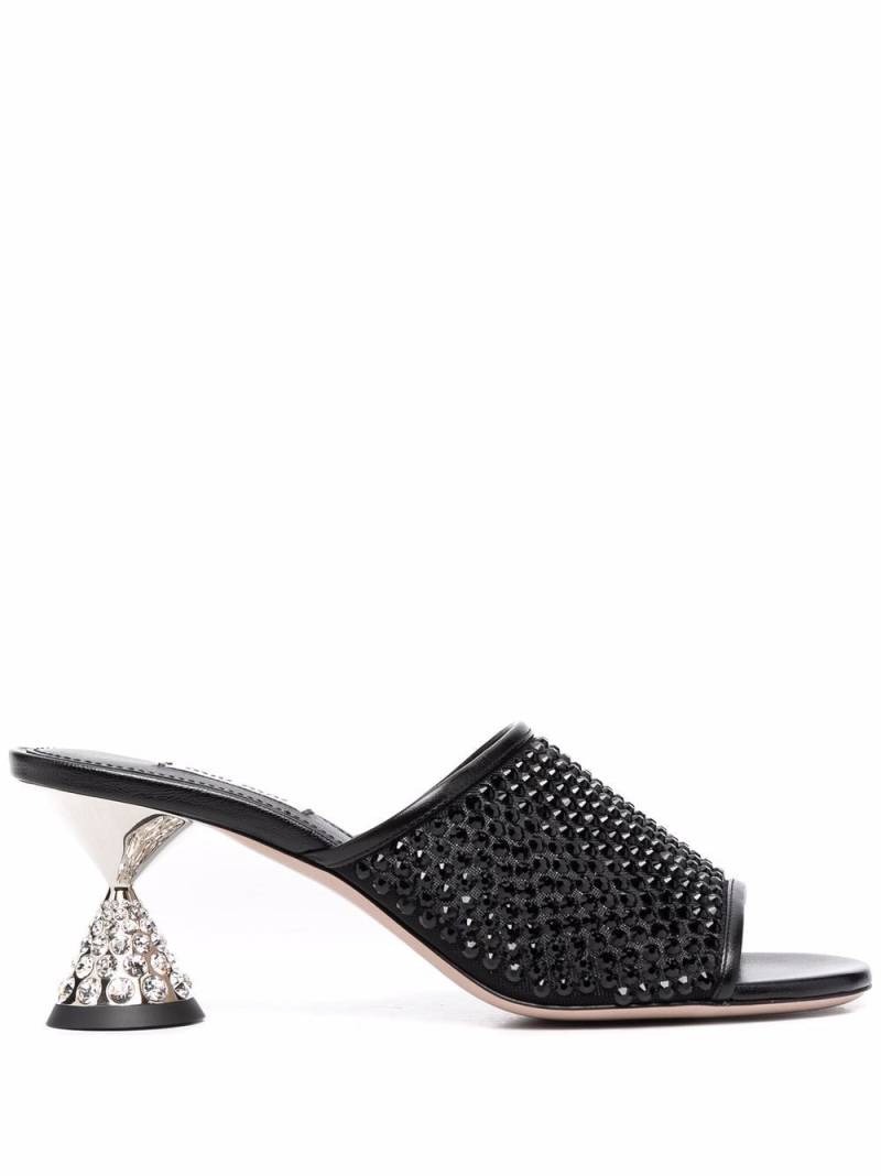 Miu Miu crystal-embellished leather sandals - Black von Miu Miu