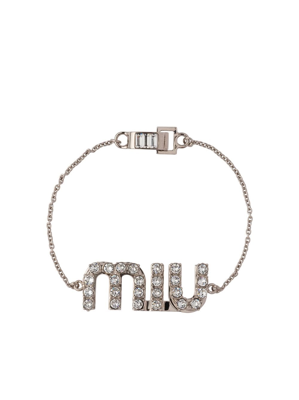 Miu Miu crystal-embellished logo bracelet - Silver von Miu Miu