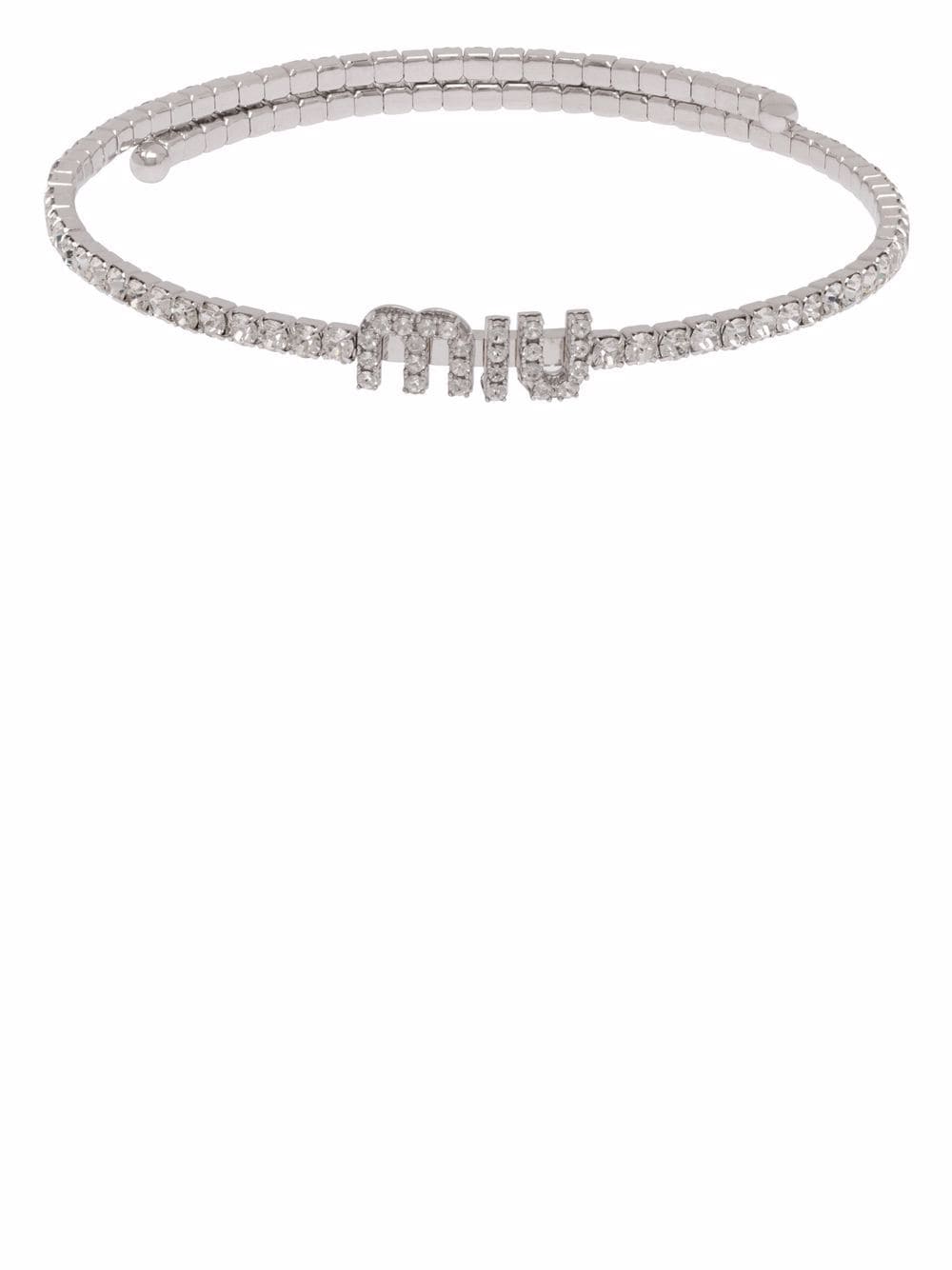 Miu Miu crystal-embellished logo necklace - Silver von Miu Miu