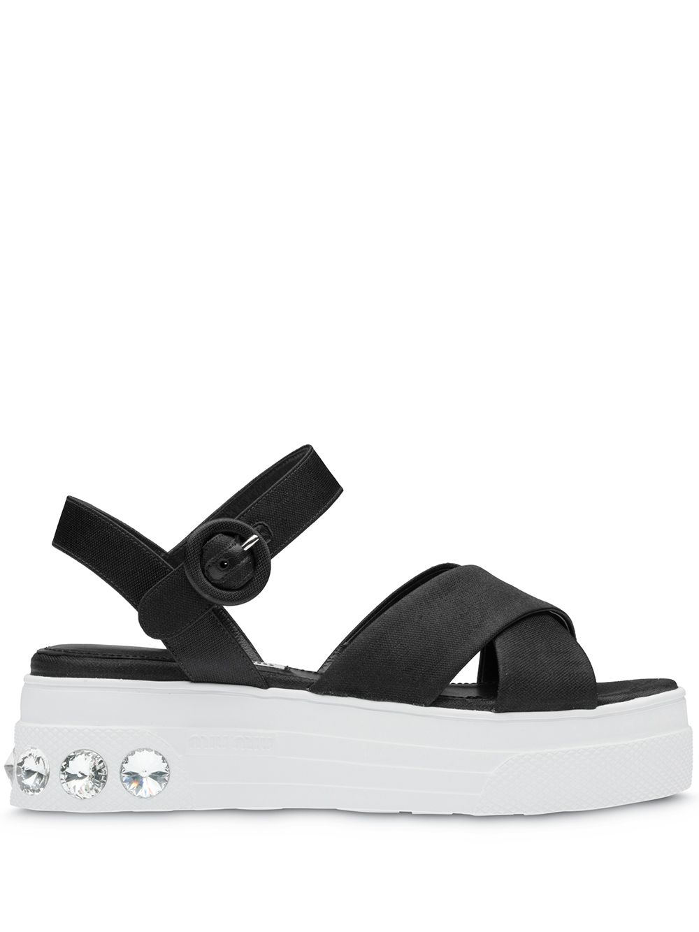 Miu Miu crystal-embellished sandals - Black von Miu Miu