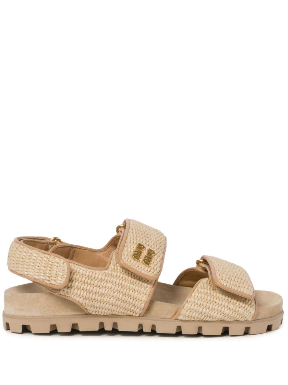 Miu Miu double-strap woven sandals - Neutrals von Miu Miu