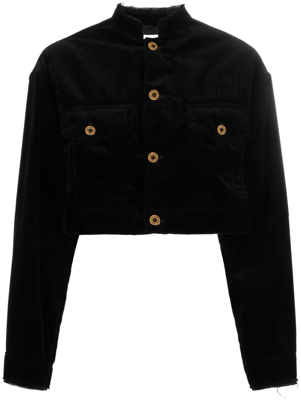Miu Miu embossed-button cropped jacket - Black von Miu Miu