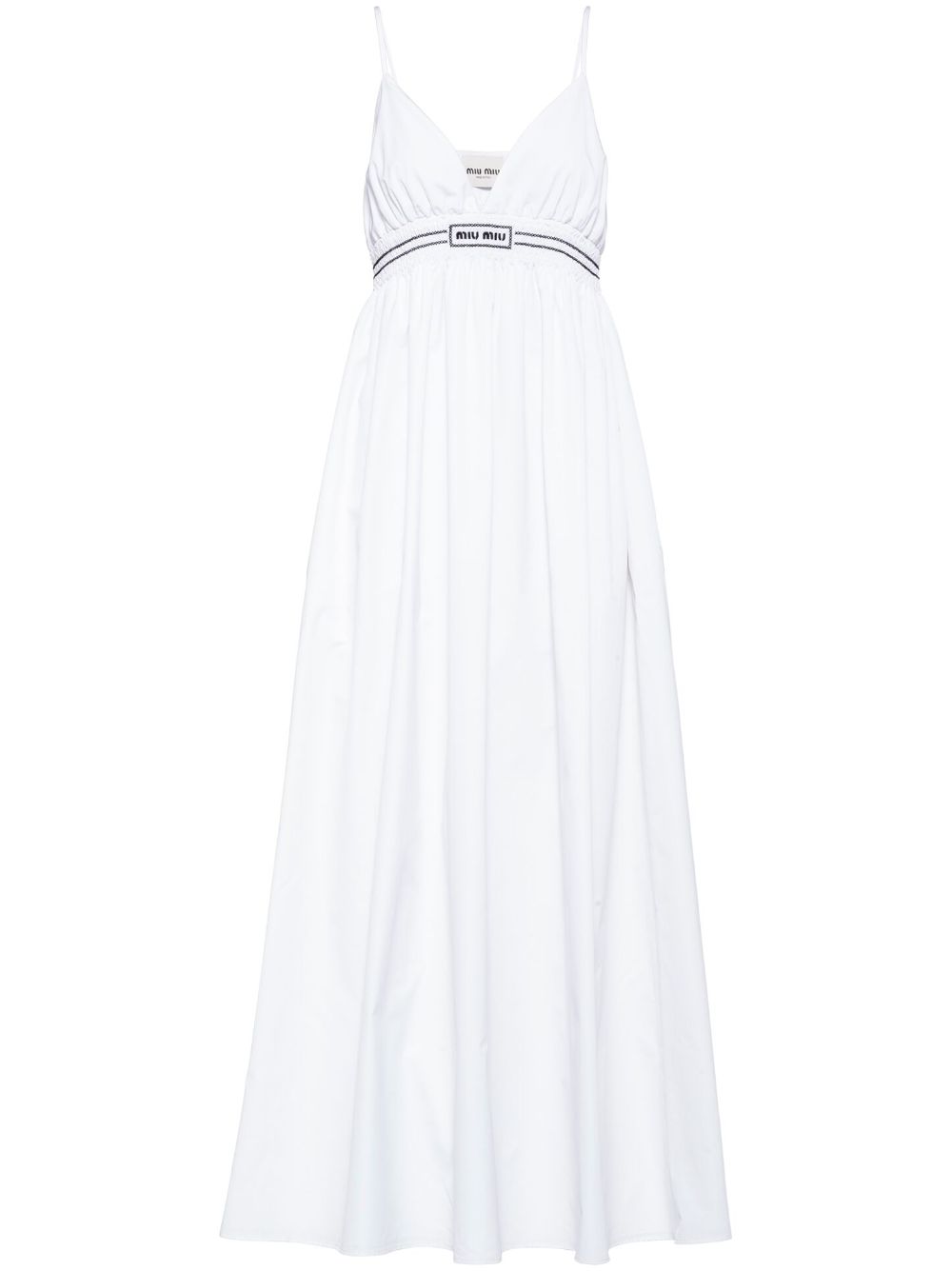 Miu Miu embroidered-logo cotton maxi dress - White von Miu Miu