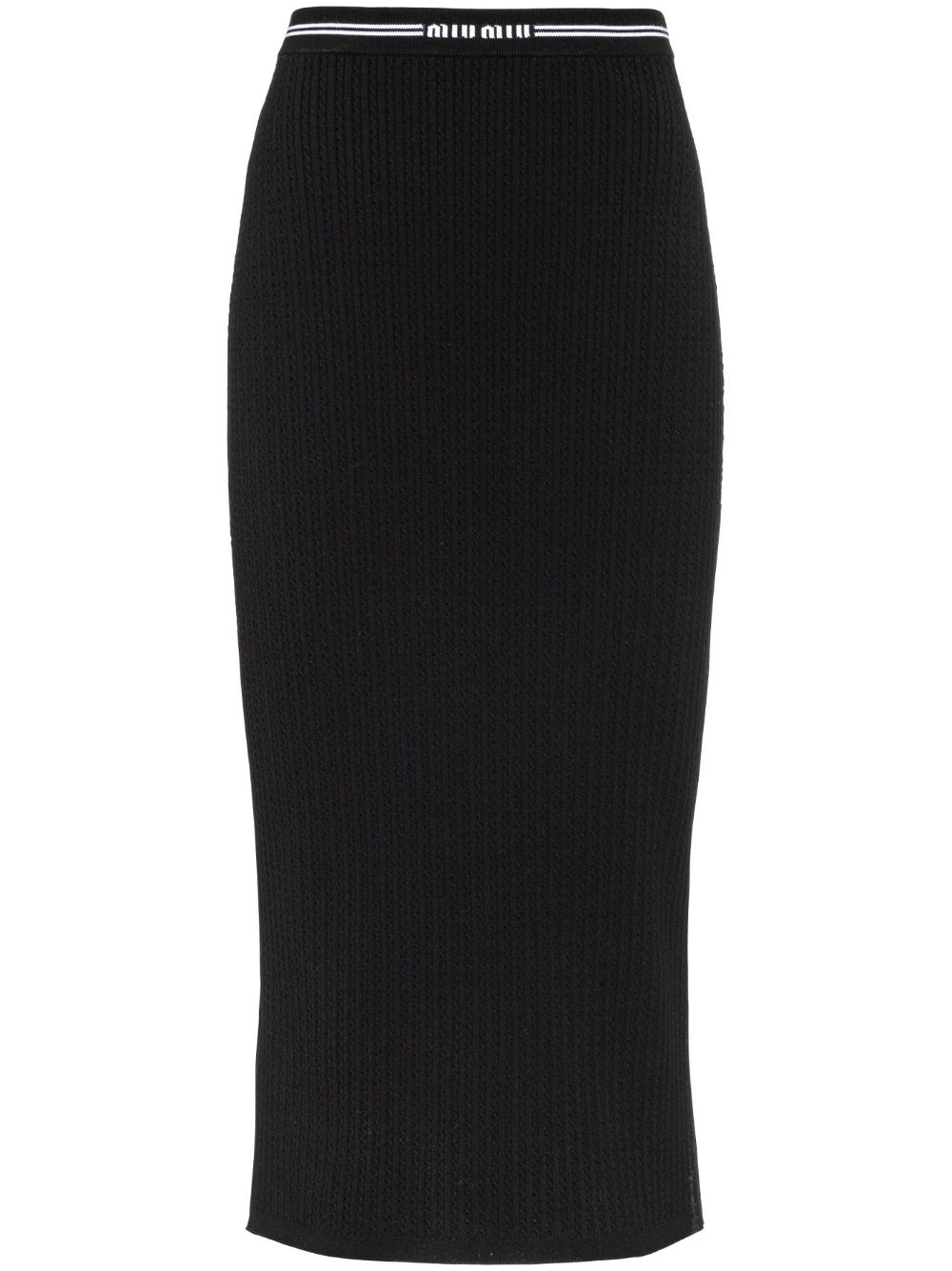 Miu Miu embroidered-logo pencil skirt - Black von Miu Miu