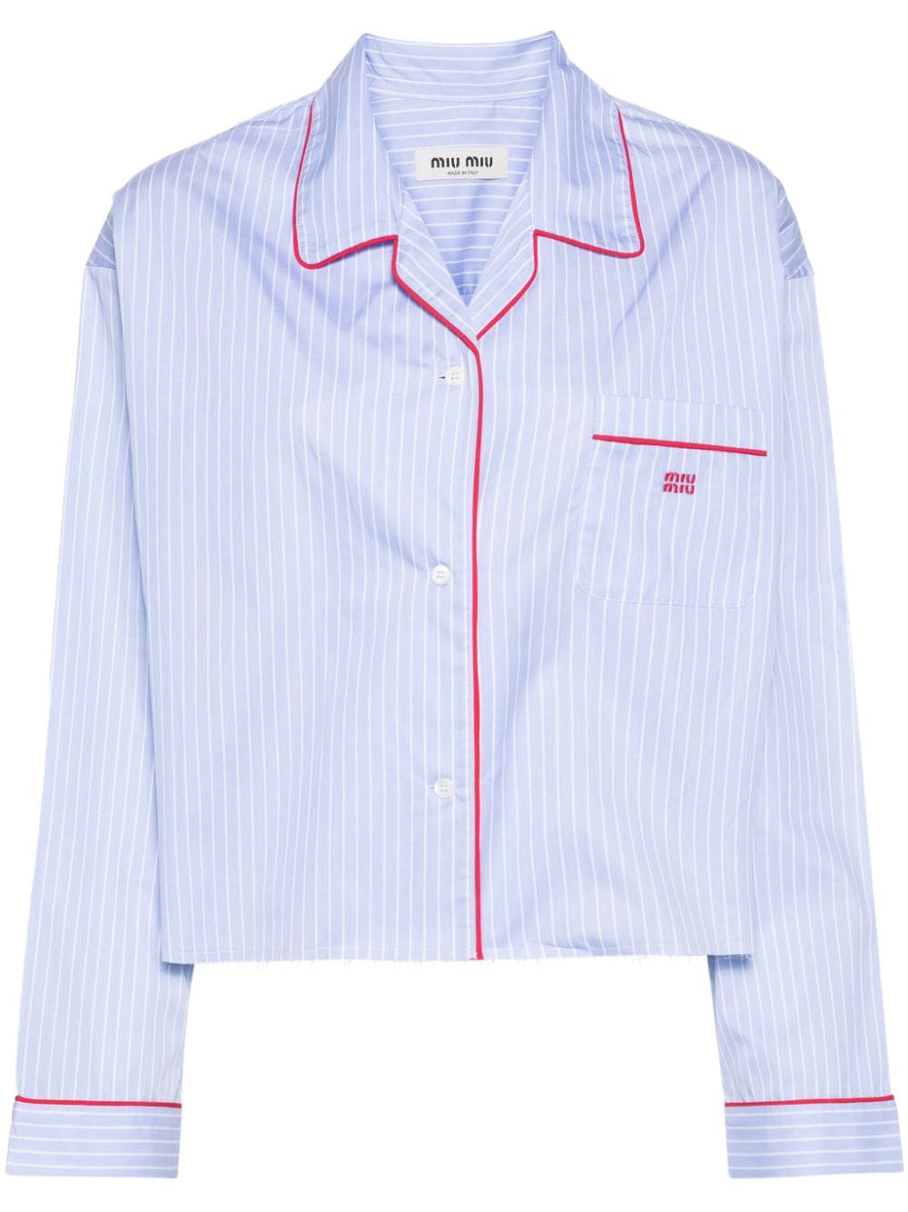 Miu Miu embroidered-logo shirt - Blue von Miu Miu