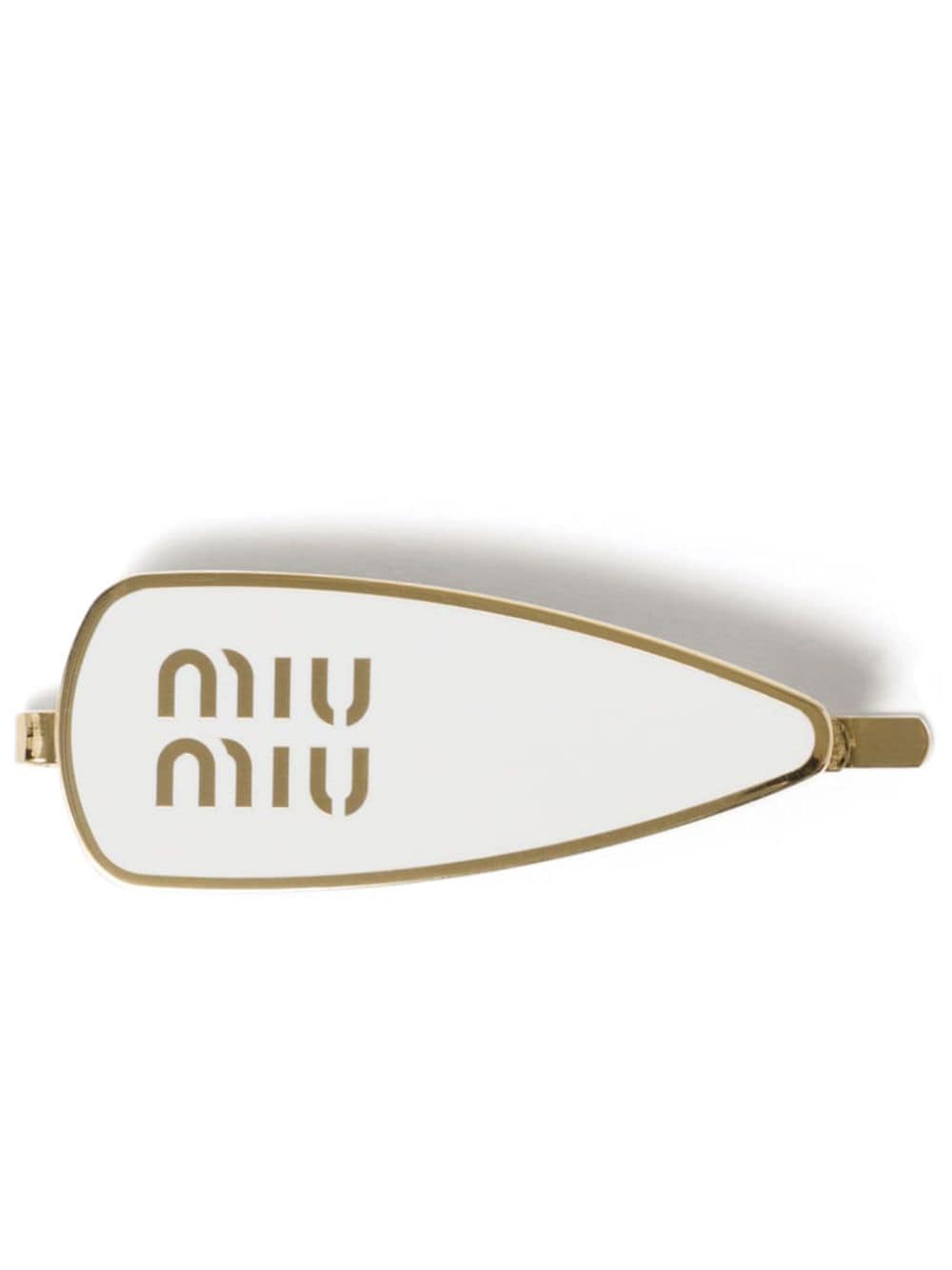 Miu Miu engraved-logo enamel hair clip - White von Miu Miu
