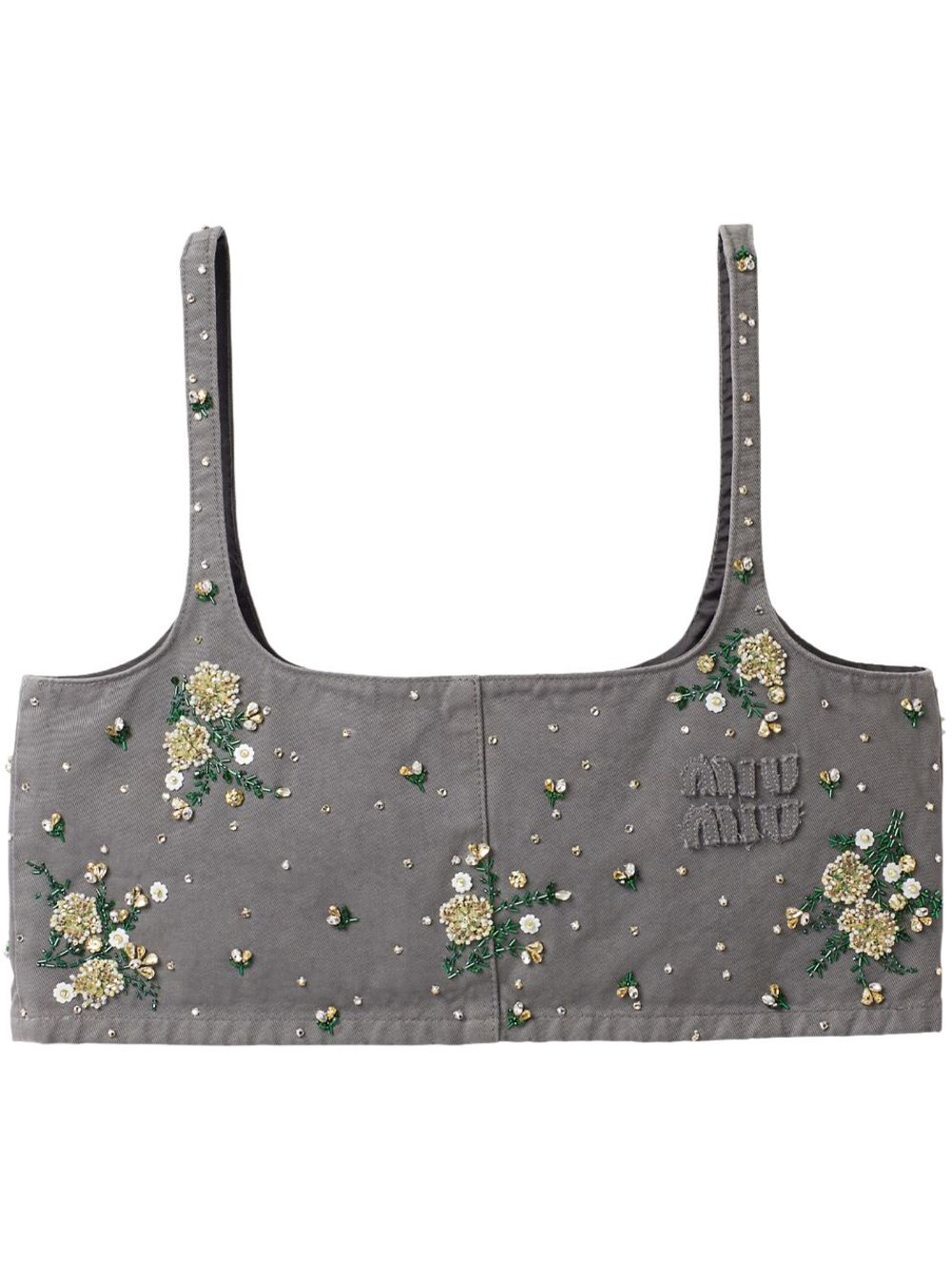 Miu Miu floral-embellished crop top - Grey von Miu Miu