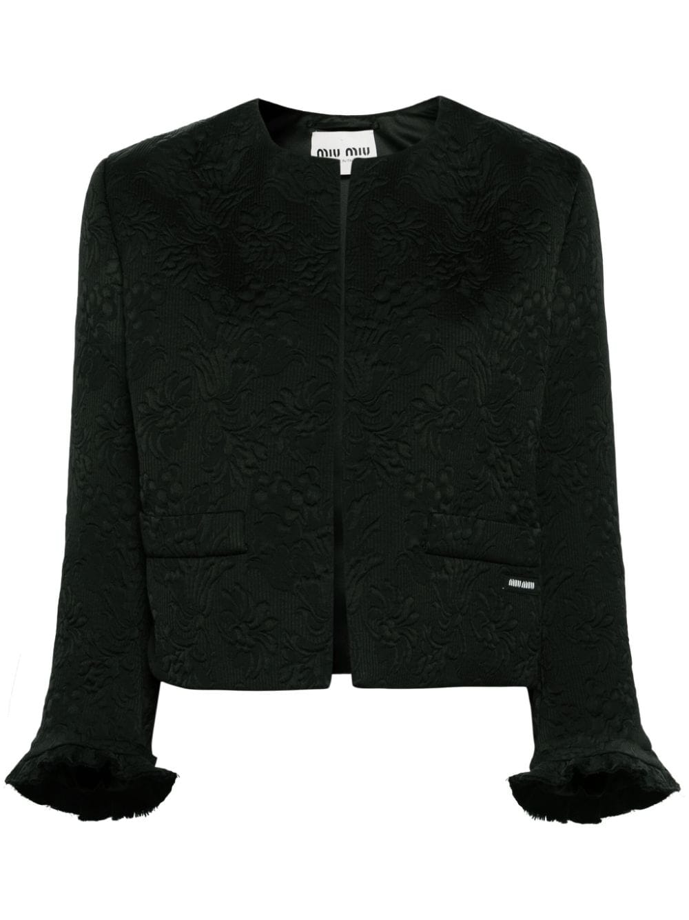 Miu Miu floral-matelessé cropped jacket - Black von Miu Miu
