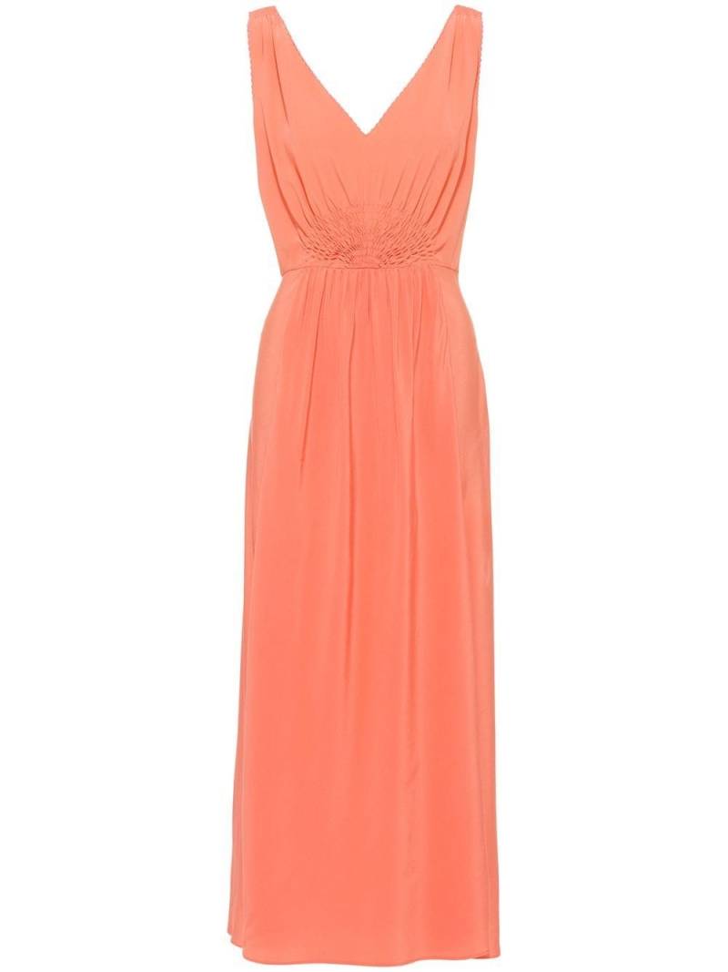 Miu Miu gathered-bodice silk dress - Orange von Miu Miu