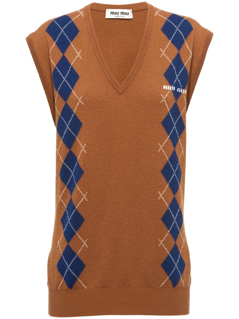 Miu Miu intarsia cashmere vest - Brown von Miu Miu