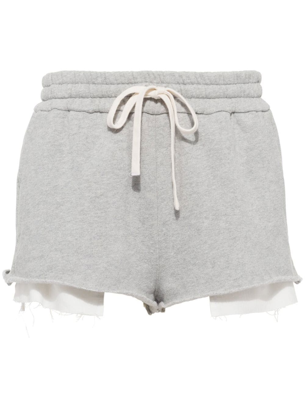 Miu Miu layered-detail cotton shorts - Grey von Miu Miu