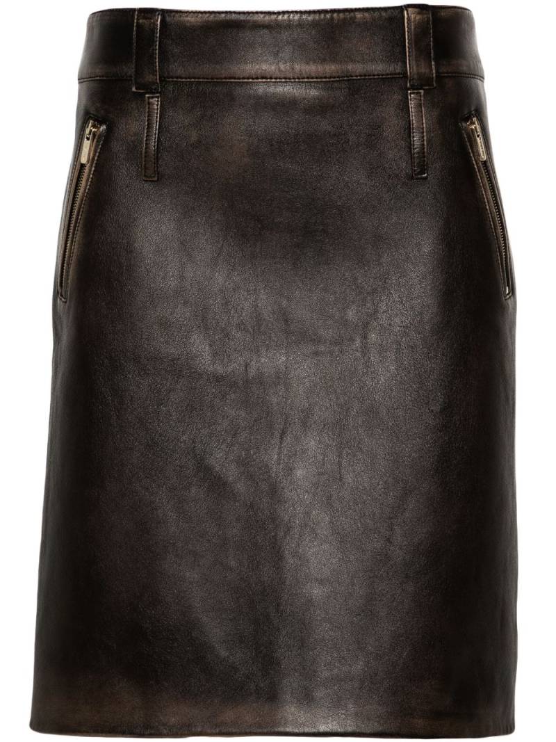 Miu Miu leather pencil midi skirt - Brown von Miu Miu