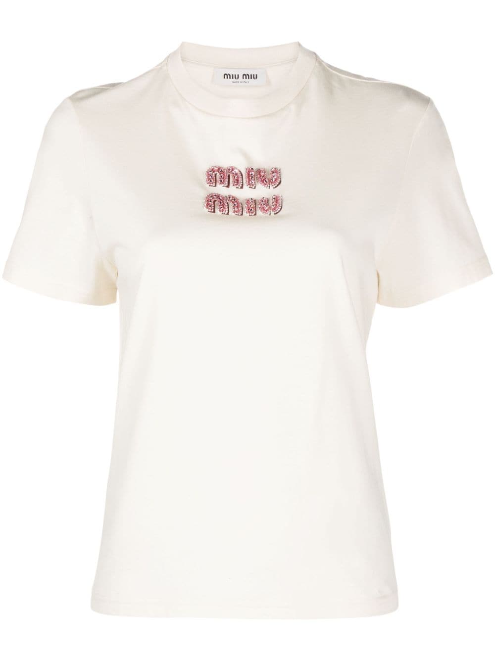 Miu Miu logo-appliqué cotton T-shirt - Neutrals von Miu Miu